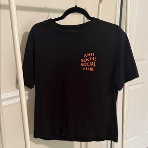 Anti Social Social Club Black Tee with Orange Chest Logo
